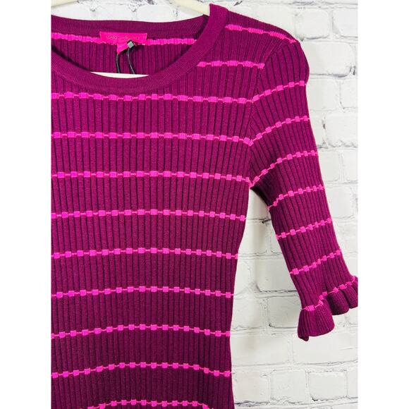 Betsey Johnson NWT Striped Ruffle Trim Sweater Dress - Picture 3 of 10